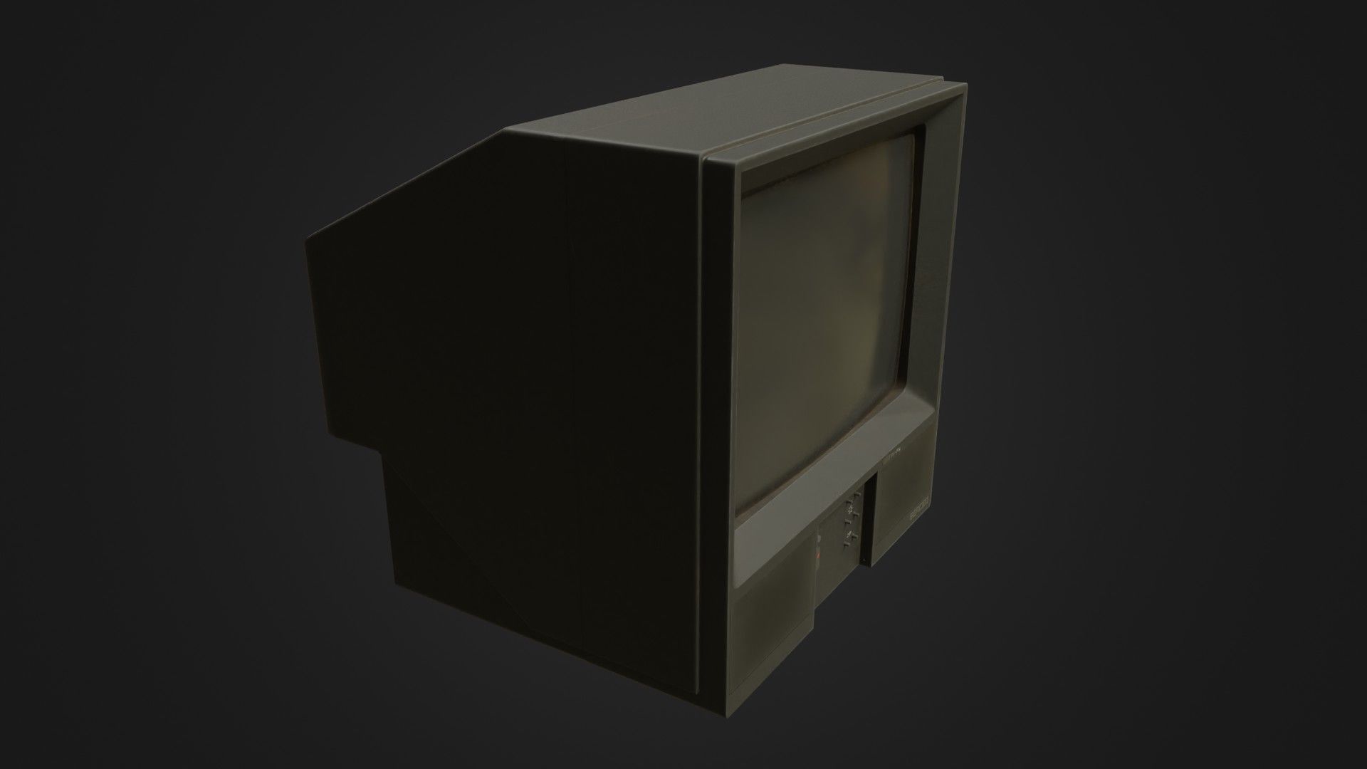Old dirty CRT Tv Low-poly 3D model_9