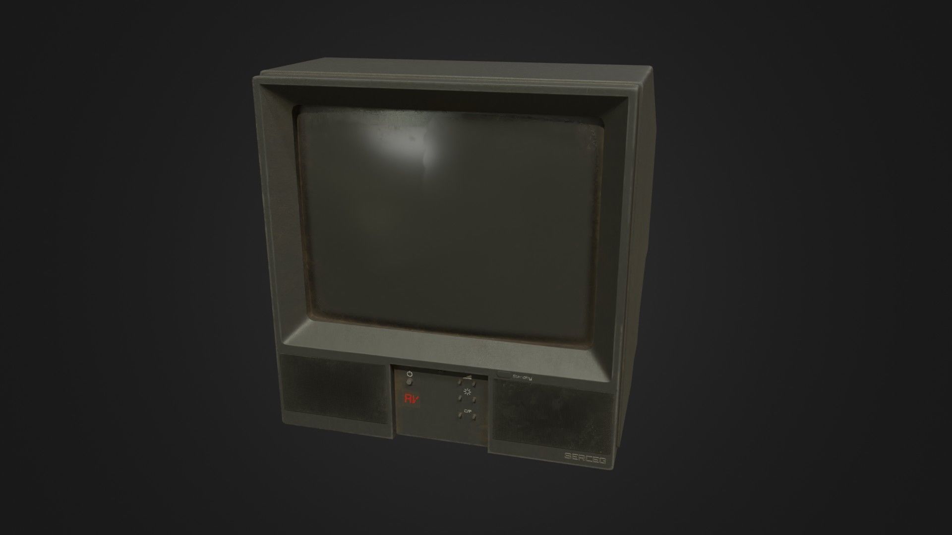 Old dirty CRT Tv Low-poly 3D model_1