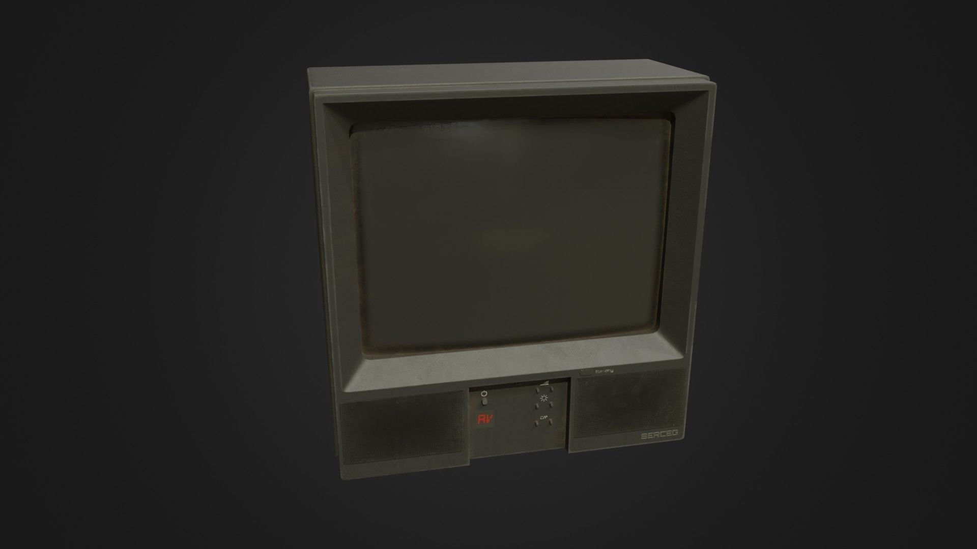 Old dirty CRT Tv Low-poly 3D model_4
