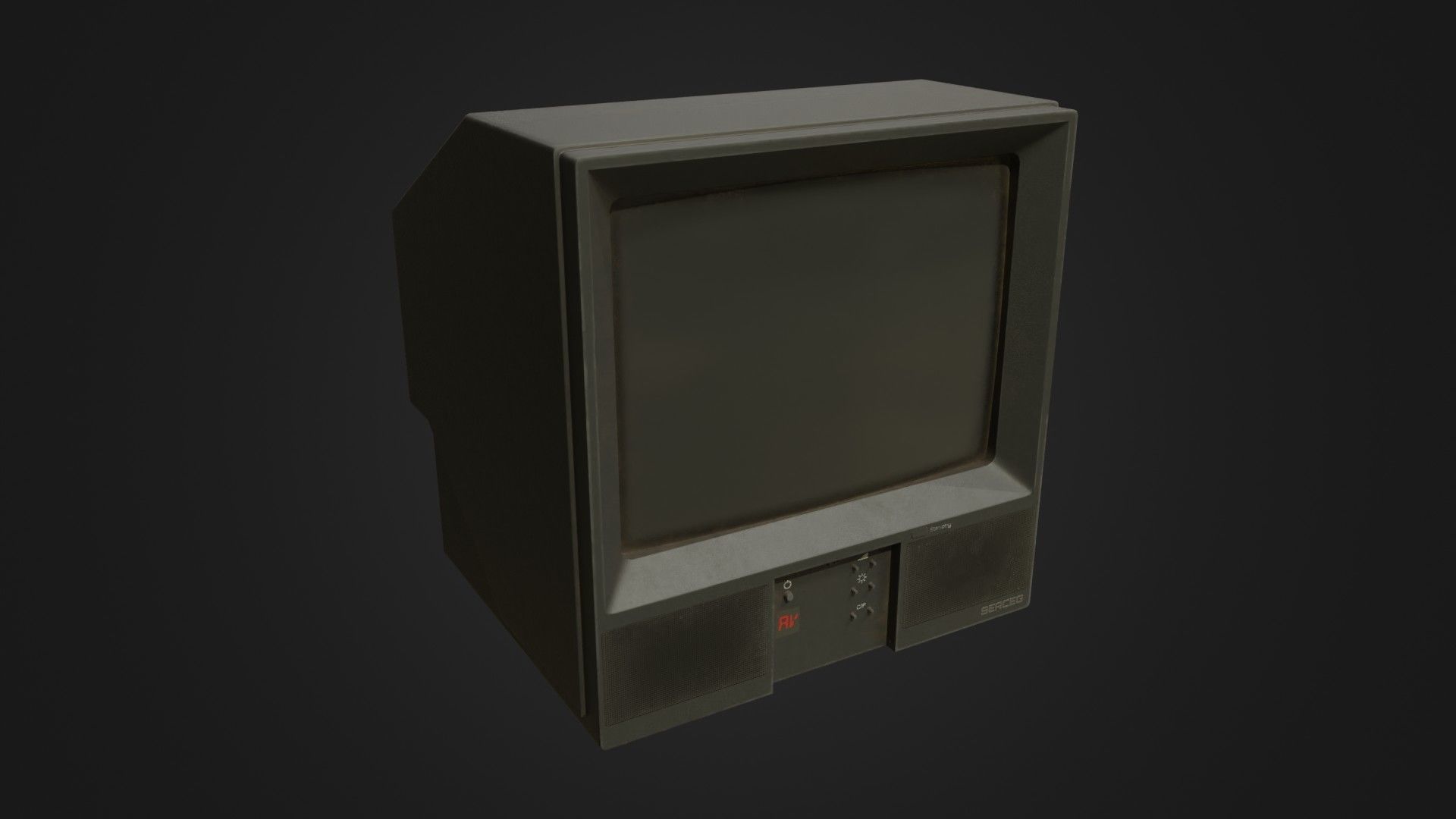 Old dirty CRT Tv Low-poly 3D model_6