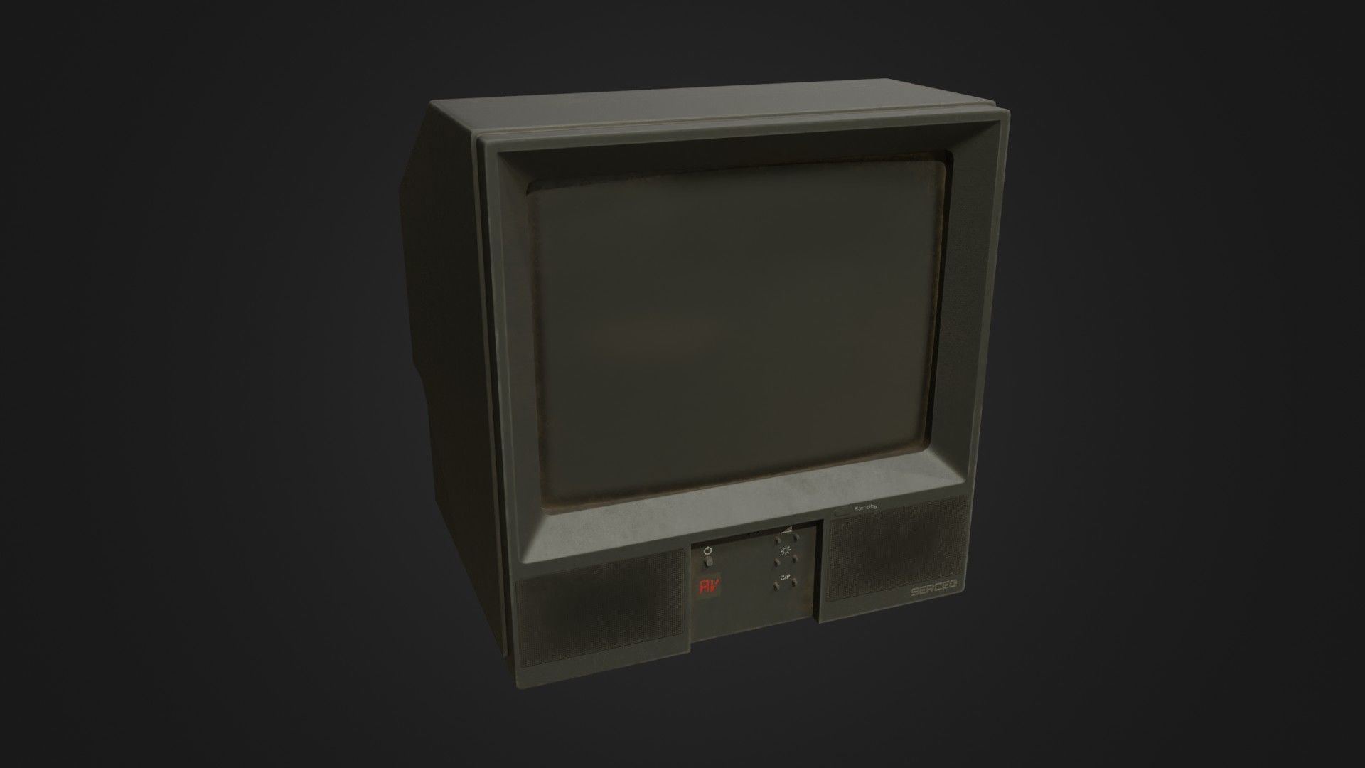 Old dirty CRT Tv Low-poly 3D model_5