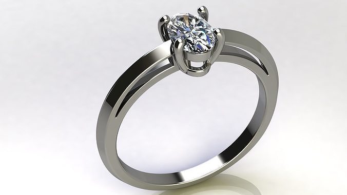 6x4 mm Oval Diamond Engagement Ring 3D print model