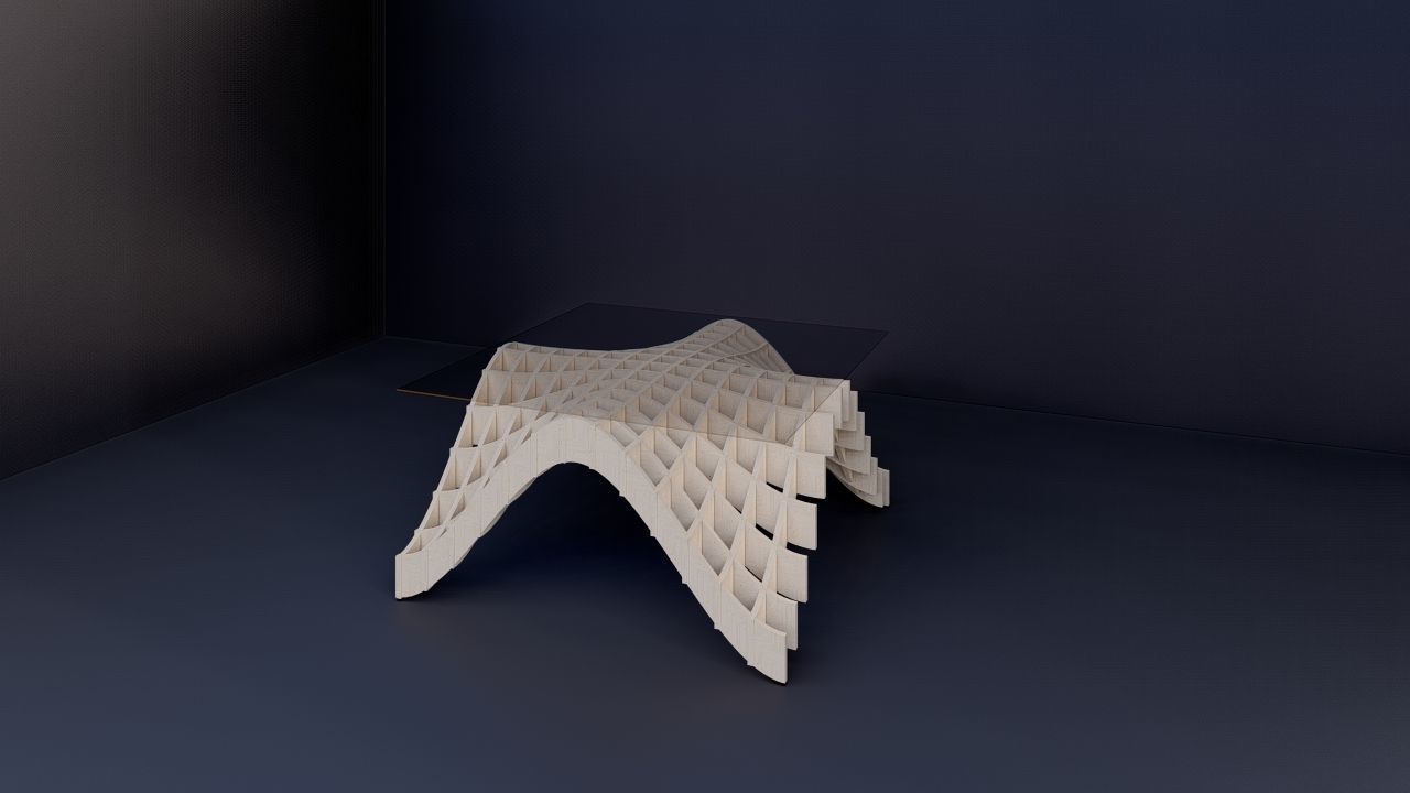 table 3d model stool made of paper 3D model_3