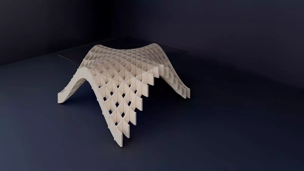 table 3d model stool made of paper 3D model_0