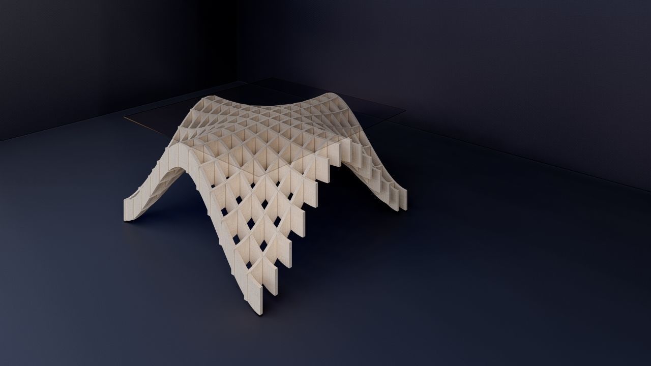 table 3d model stool made of paper 3D model_4