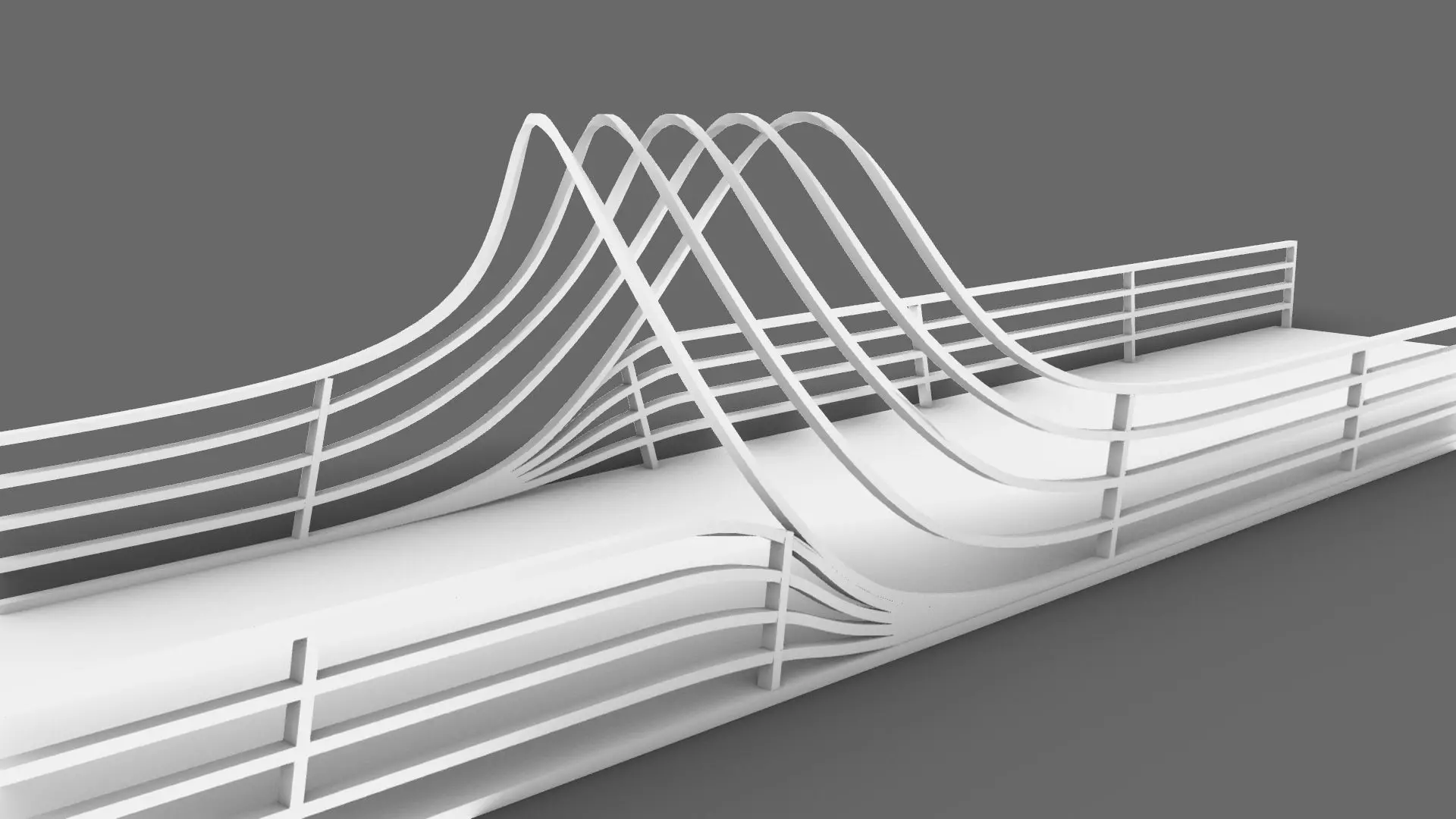 bridge 3d model with waves 3D model_0