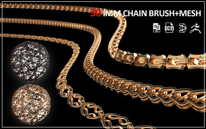 30 IMM CHAIN CURVE BRUSH 3D model