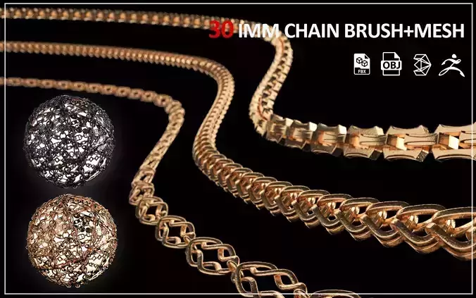 30 IMM CHAIN CURVE BRUSH 3D model