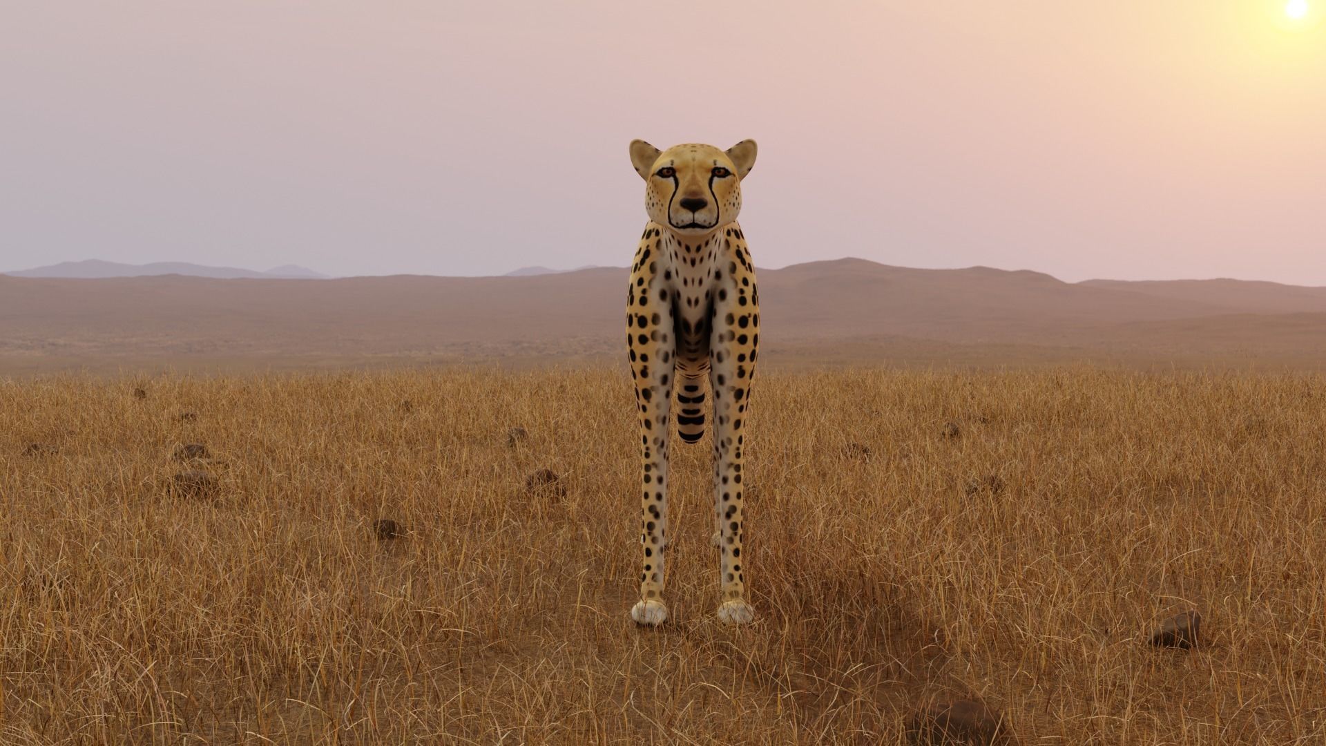 Cheetah Low-poly 3D model_3