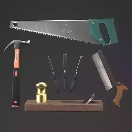 Carpentry tools With a fancy bloody fancy texture for the game 3D model Carpentry tools With a fancy bloody fancy texture for the game 3D model