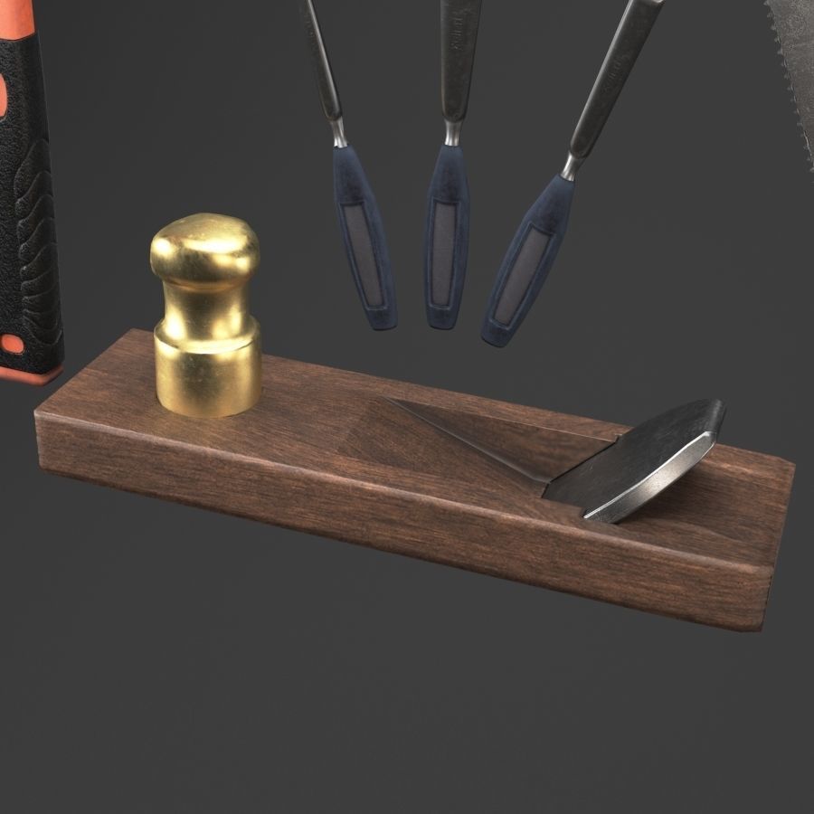 Carpentry tools With a fancy bloody fancy texture for the game 3D model_1