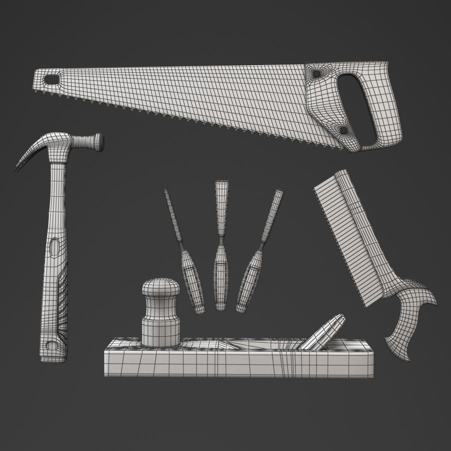 Carpentry tools With a fancy bloody fancy texture for the game 3D model_4