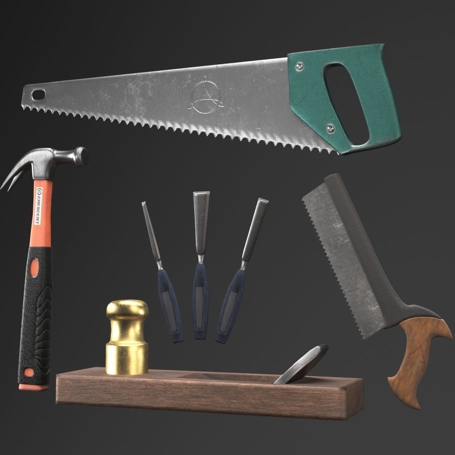Carpentry tools With a fancy bloody fancy texture for the game 3D model_2