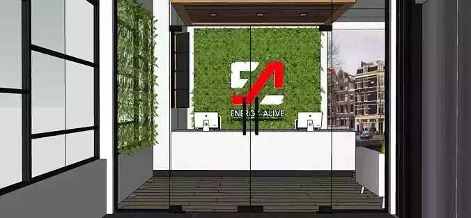 Industrial Style Office Interior Layout 3D model