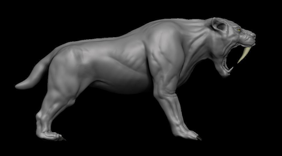Saber tooth Cat High Poly Print ready 3D model_5