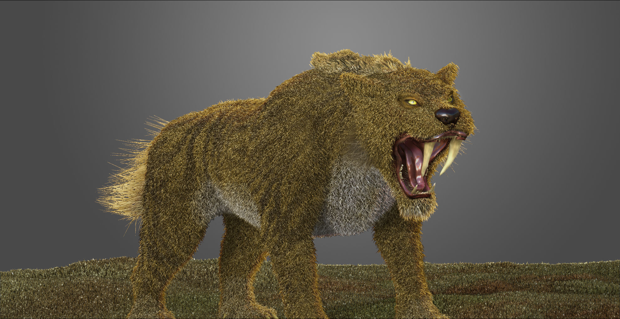 Saber tooth Cat High Poly Print ready 3D model_10