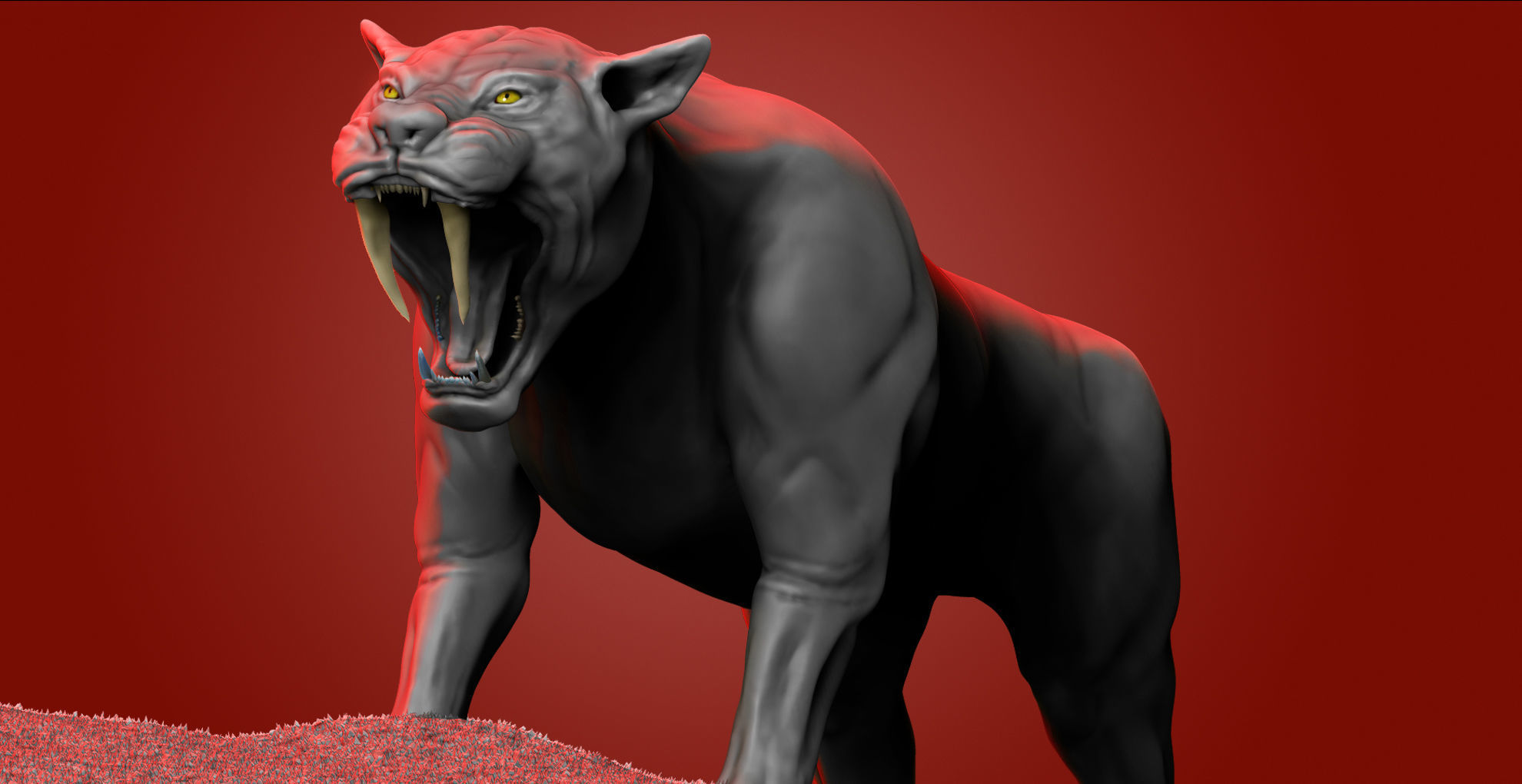 Saber tooth Cat High Poly Print ready 3D model_1