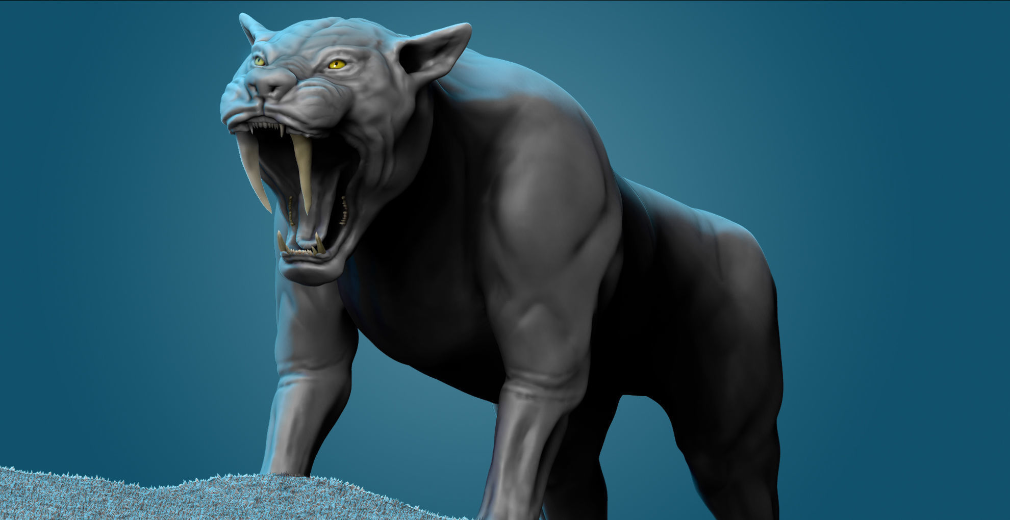 Saber tooth Cat High Poly Print ready 3D model_6