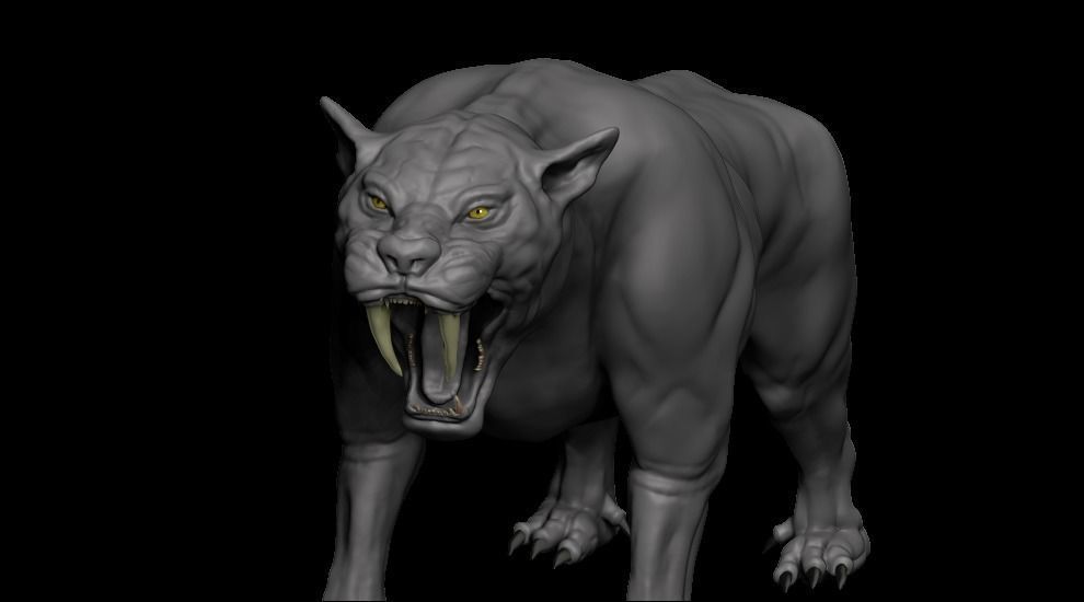 Saber tooth Cat High Poly Print ready 3D model_4