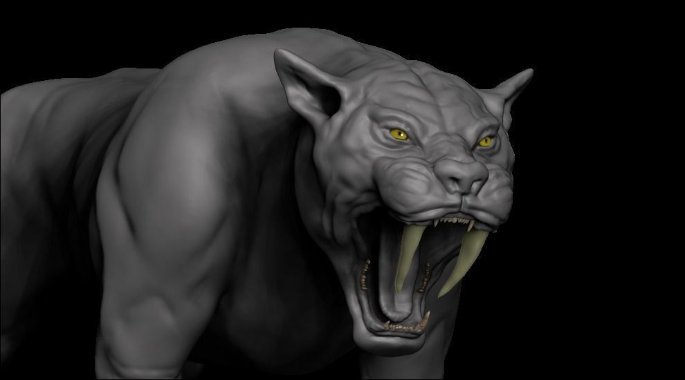 Saber tooth Cat High Poly Print ready 3D model_2