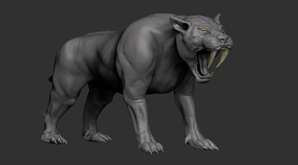 Saber tooth Cat High Poly Print ready 3D model_7