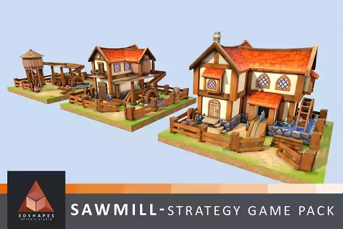 Sawmill - Strategy Game Pack Low-poly 3D model