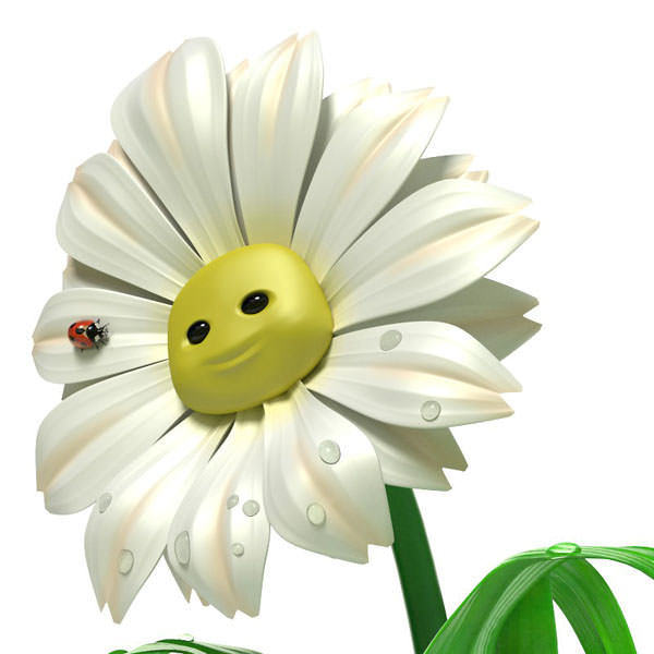 Cartoon Daisy 3D model_2