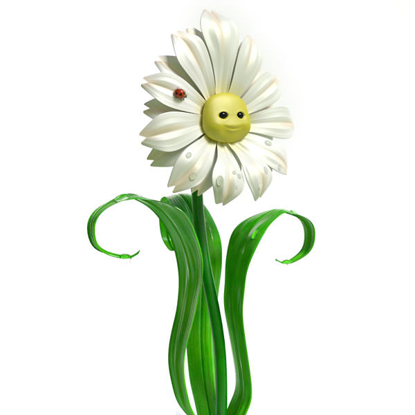 Cartoon Daisy 3D model_1