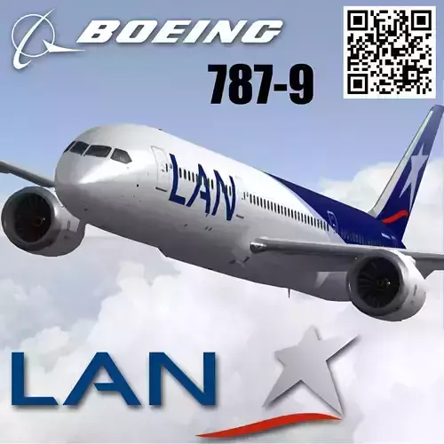 Boeing 787-9 LAN airlines livery Low-poly 3D model
