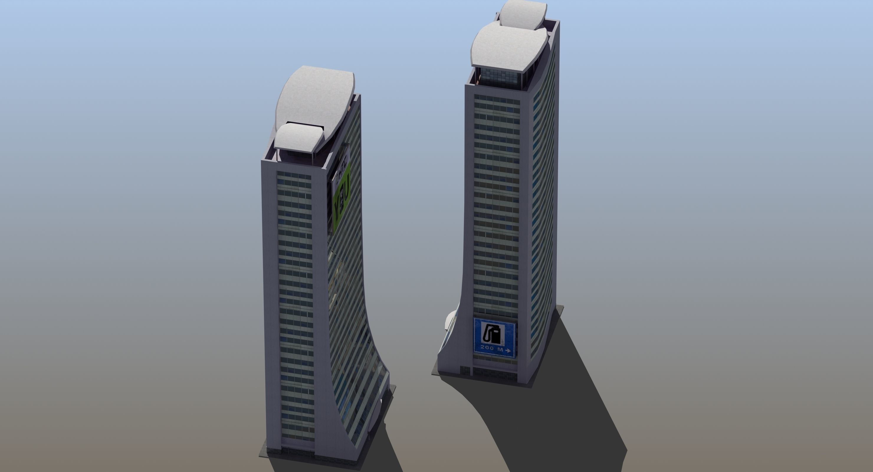 Skyscraper Building Low-poly 3D model_6