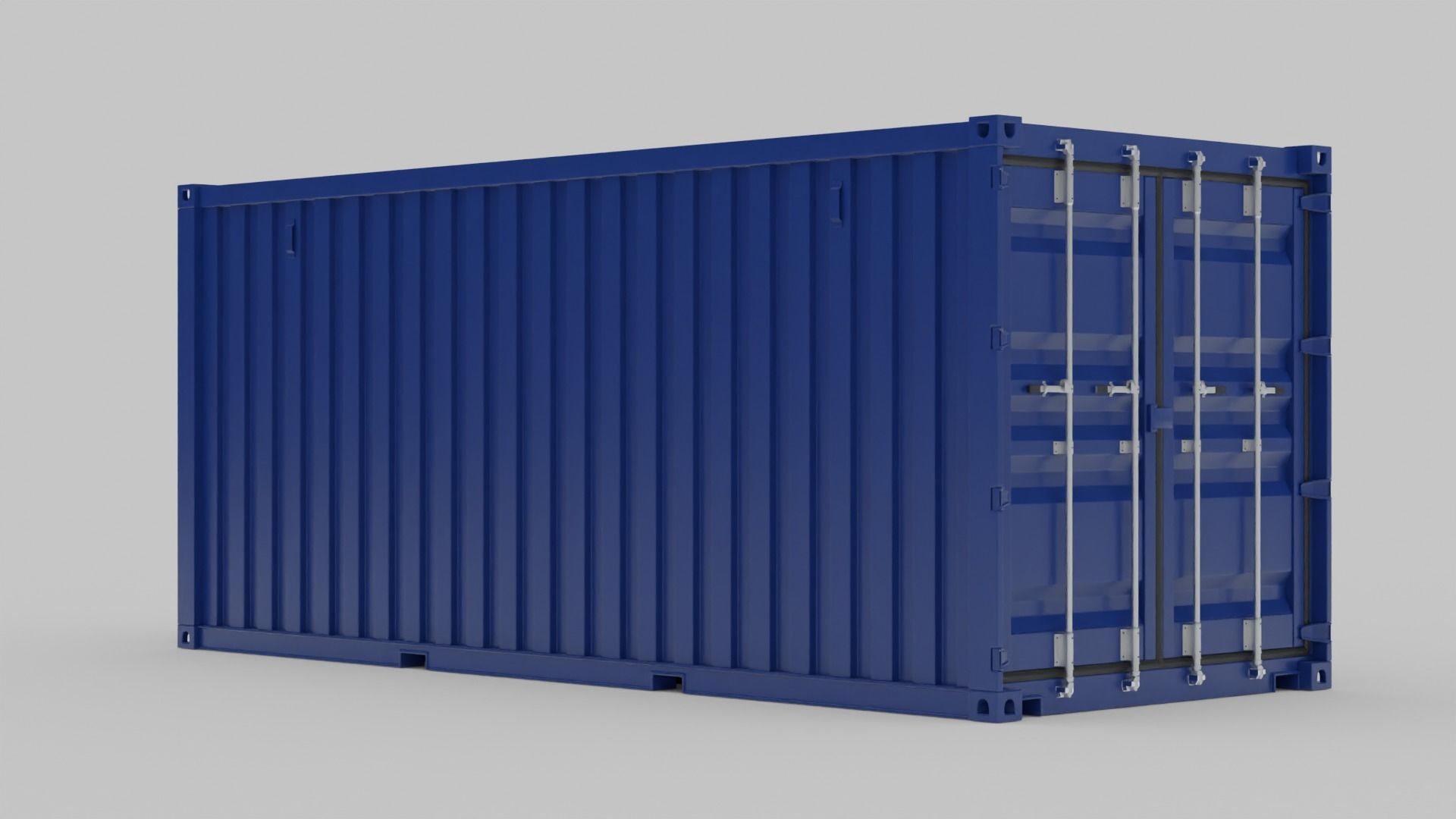 Shipping Container - Dark Blue 3D model_2