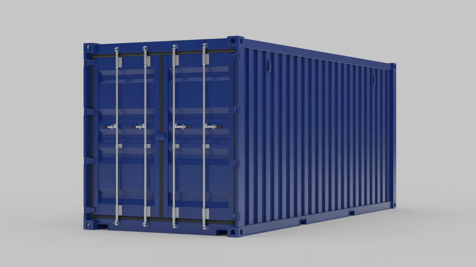 Shipping Container - Dark Blue 3D model_0