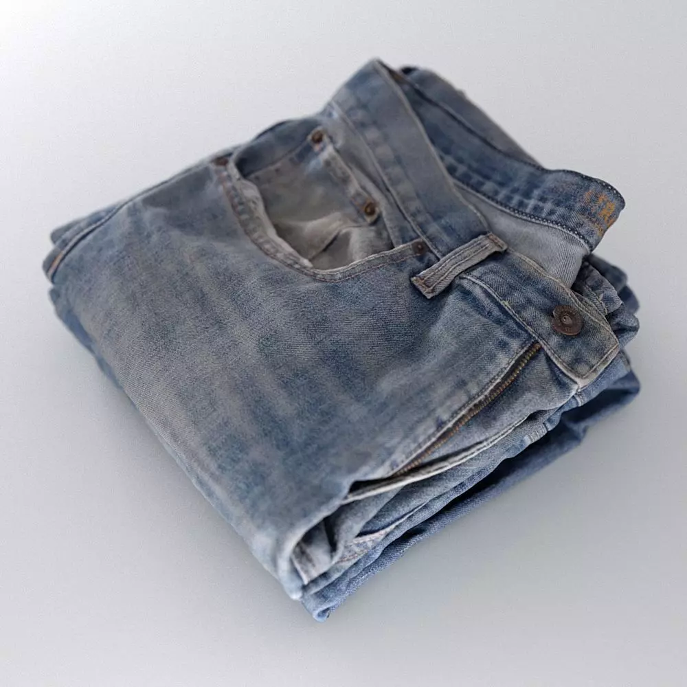 Stack Of Folded Mens Jeans 113 3D model