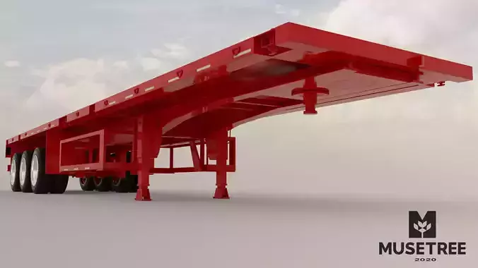 Trailer flatbed container  Low-poly 3D model