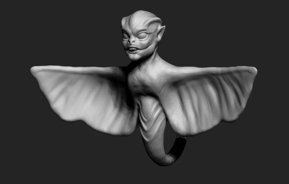 Monster creature with wings 3D model_0