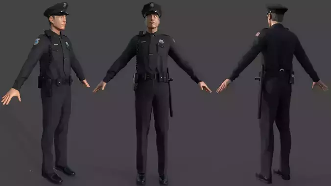 POLICE OFFICER  black 3D model