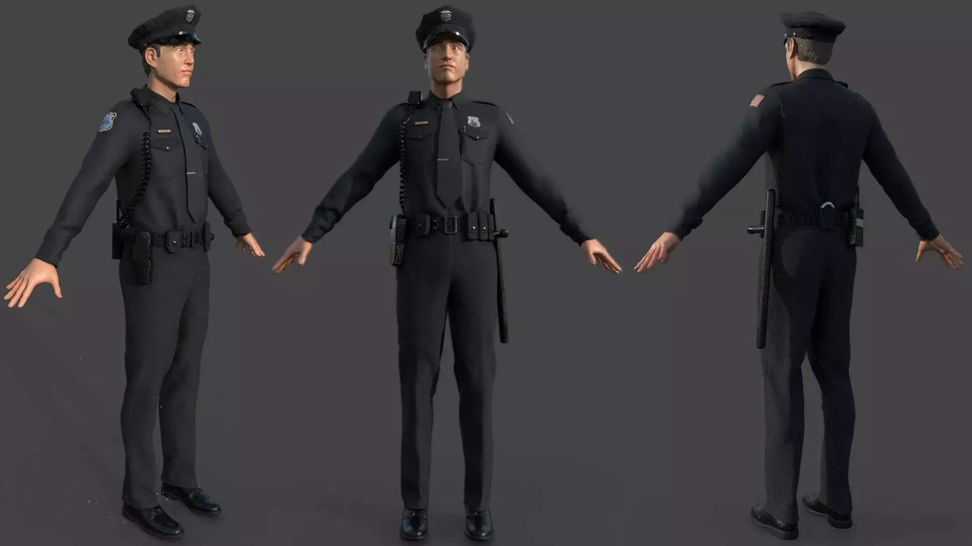 POLICE OFFICER  black 3D model_0