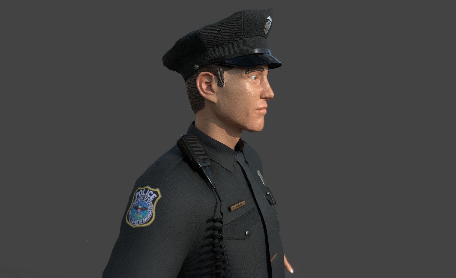 POLICE OFFICER  black 3D model_16