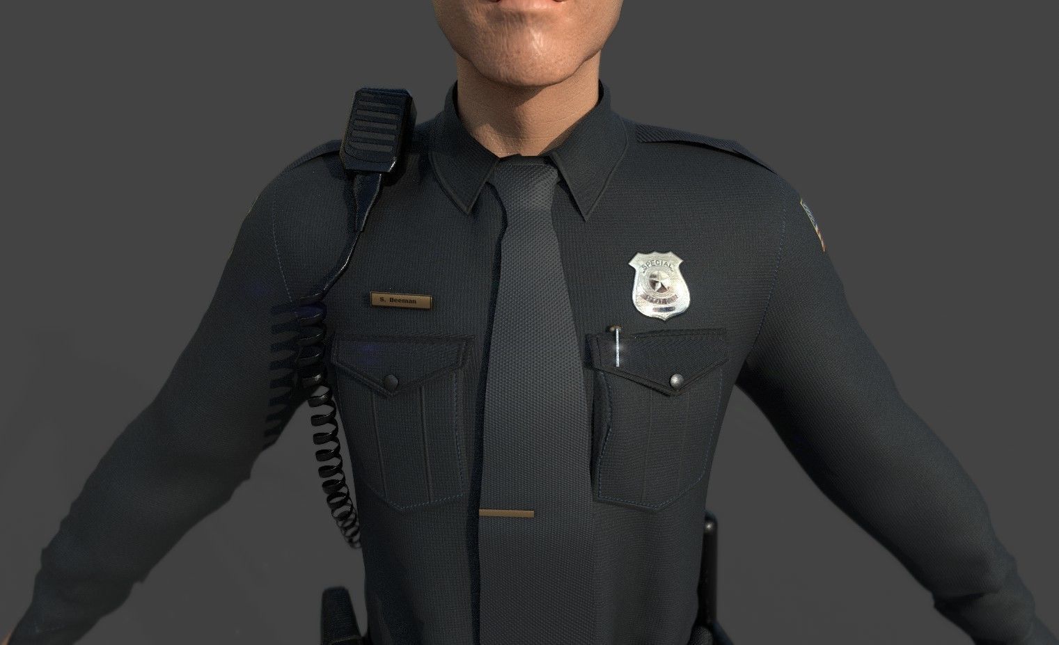 POLICE OFFICER  black 3D model_6
