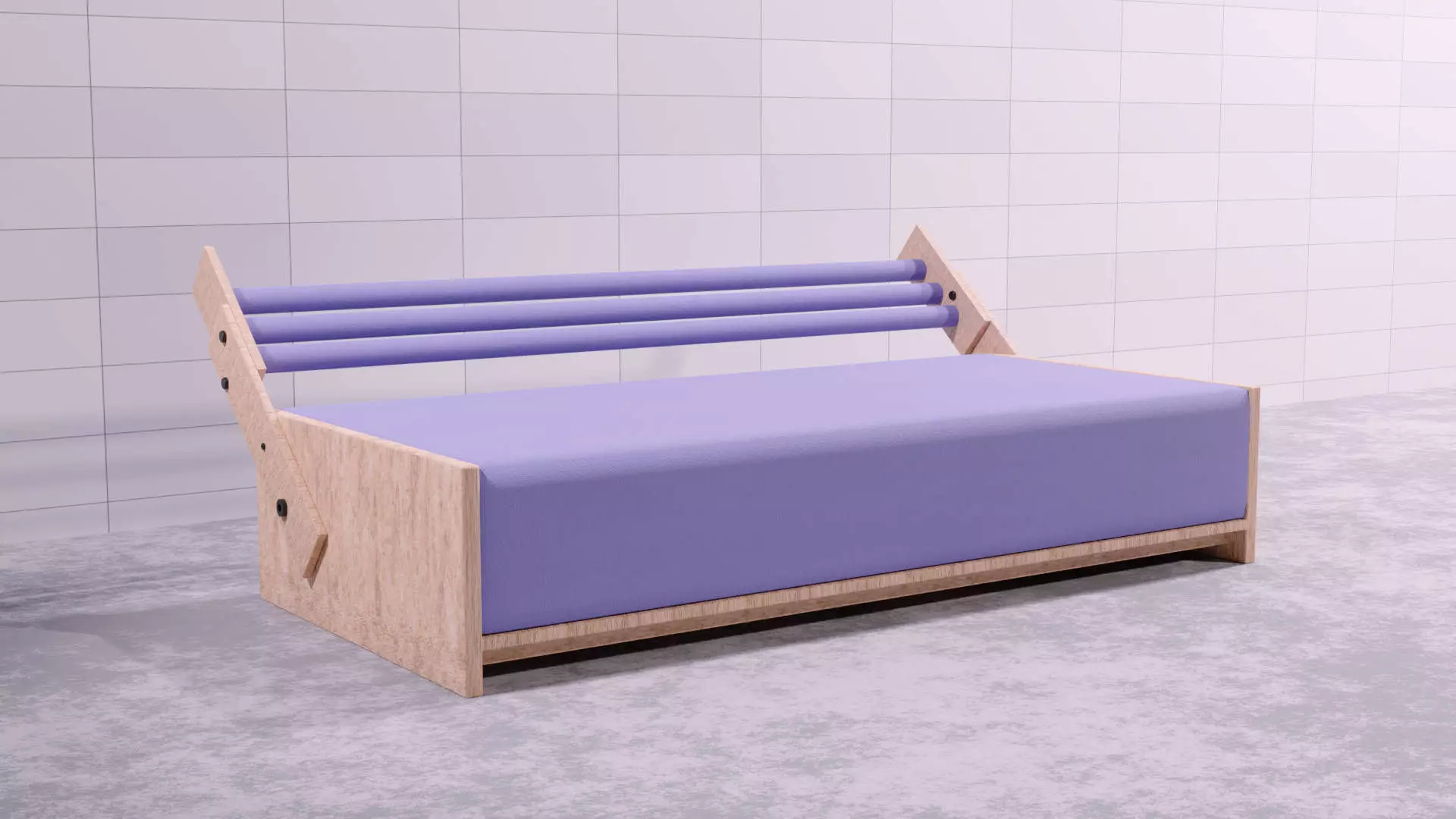 SOFA-BED-DIY bench made of wood and fabric Free 3D model