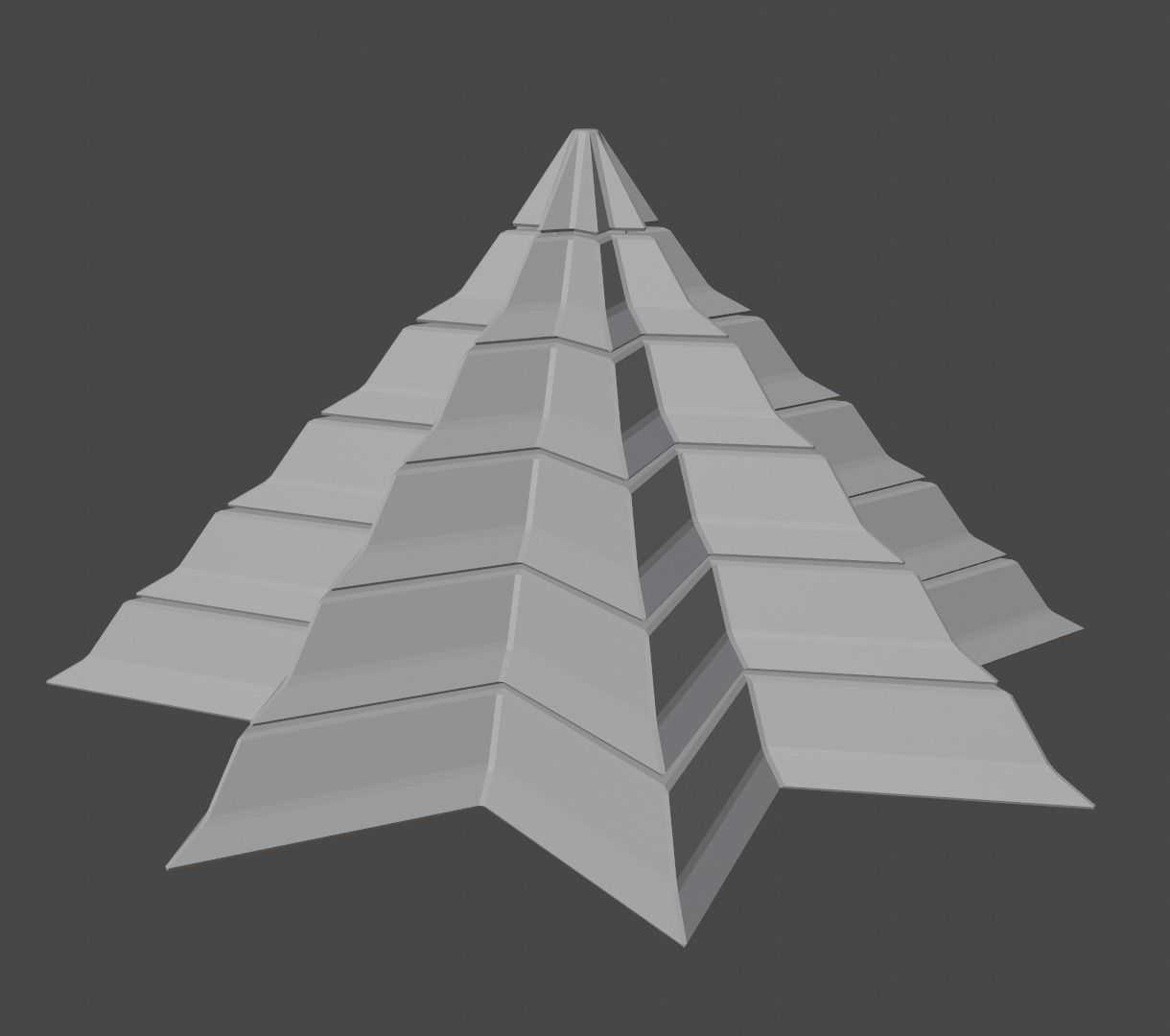 Pyramidal Structure 8 Corners Interstices Beveled and Angles Low-poly 3D model_7