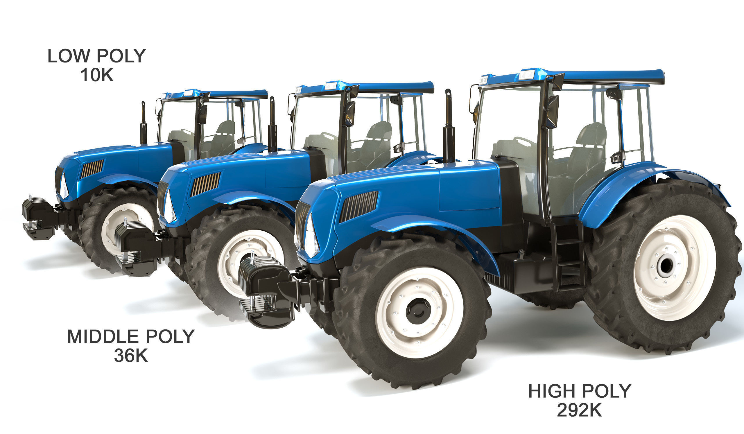 Tractor Low Poly and High Poly Low-poly 3D model_4