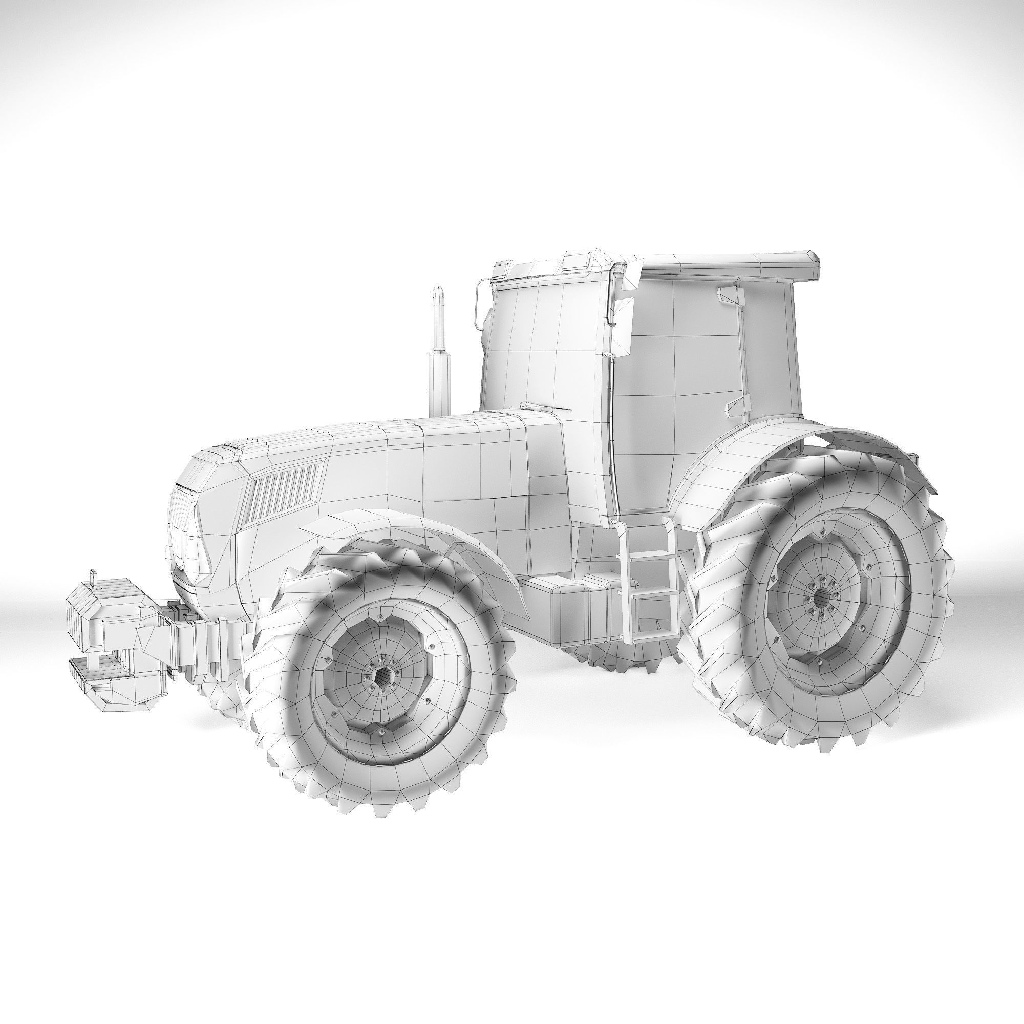Tractor Low Poly and High Poly Low-poly 3D model_9