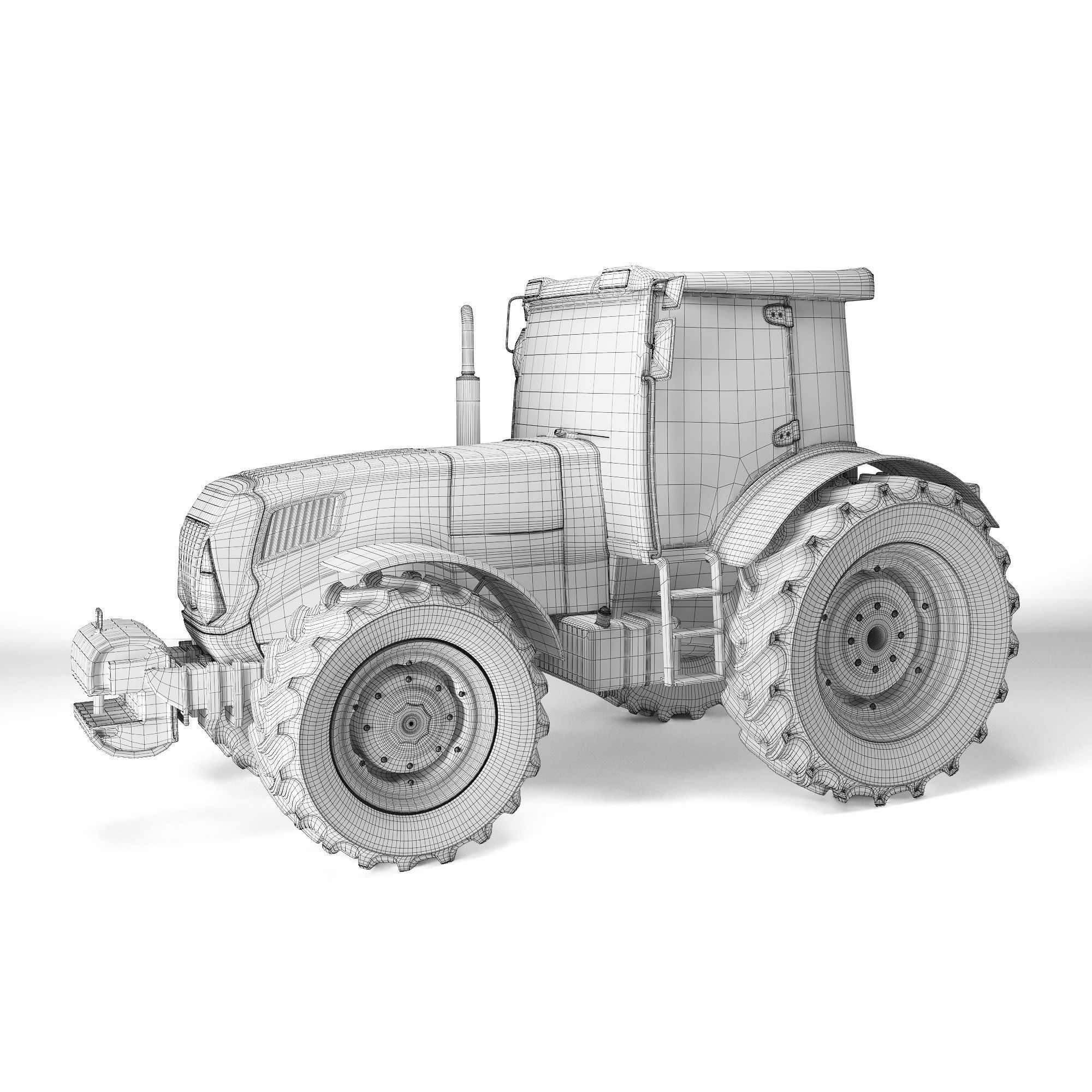 Tractor Low Poly and High Poly Low-poly 3D model_7