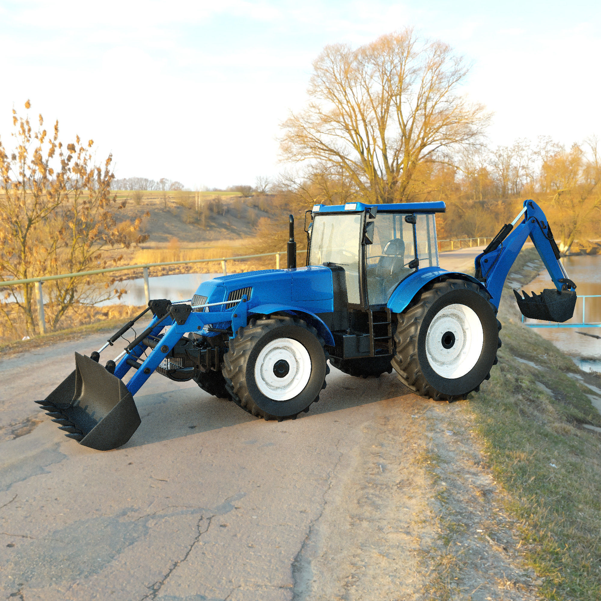 Tractor Low Poly and High Poly Low-poly 3D model_10