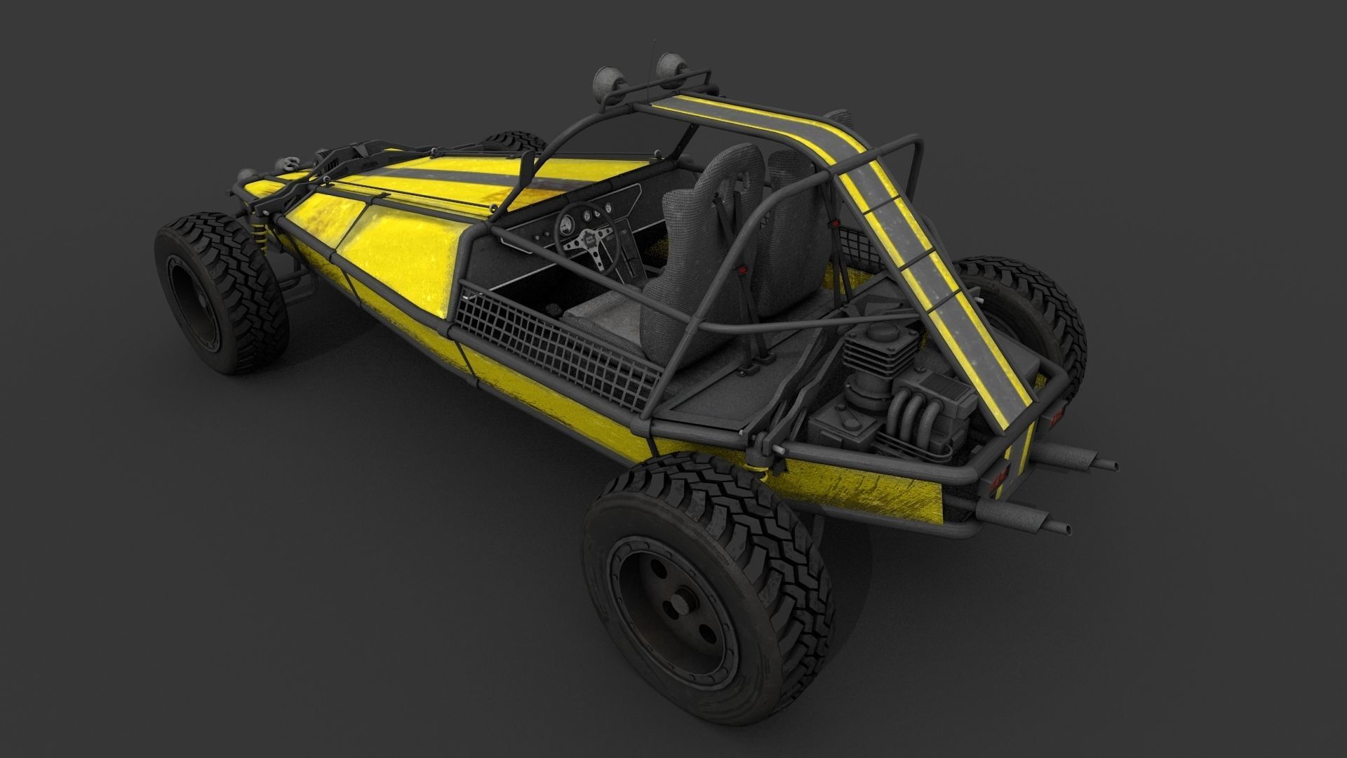 Dune Buggy Low-poly 3D model_1