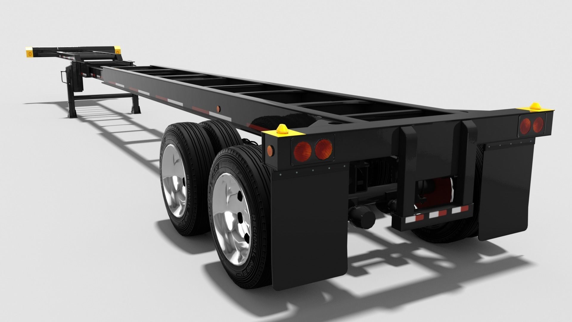 Extendable tandem trailer Low-poly 3D model_2
