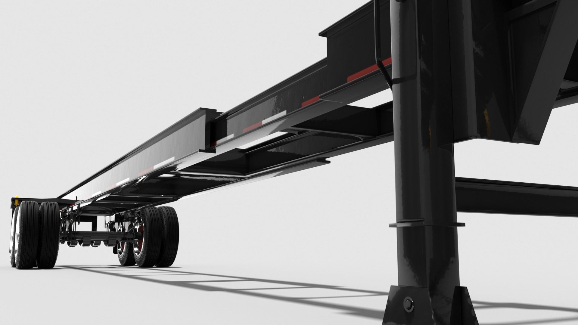 Extendable tandem trailer Low-poly 3D model_4