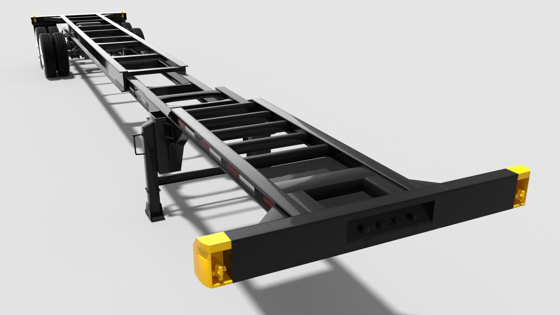 Extendable tandem trailer Low-poly 3D model_3