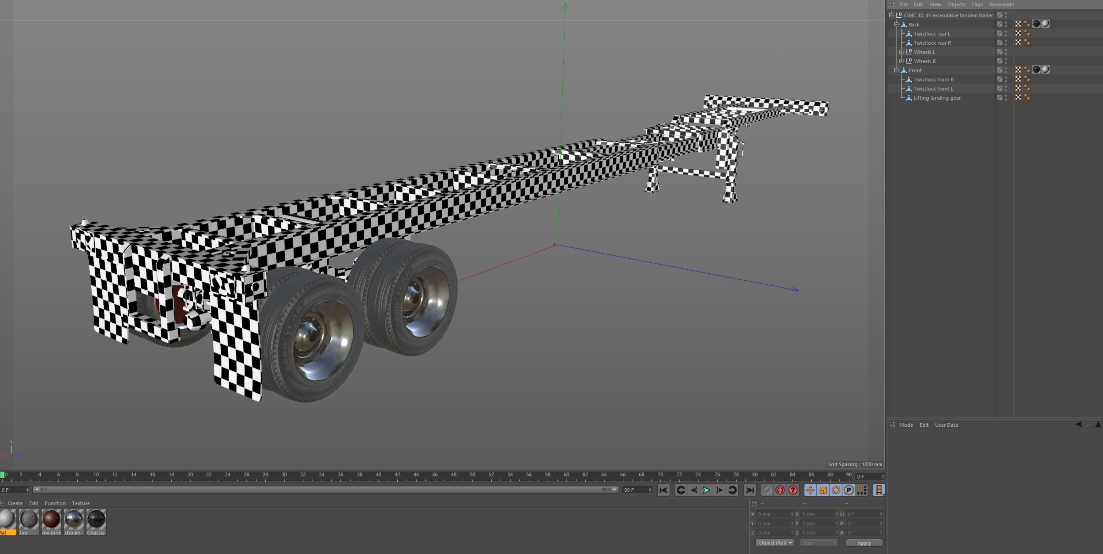 Extendable tandem trailer Low-poly 3D model_8